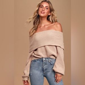 Carmichael Dusty Blush Off-the-Shoulder Knit Sweater